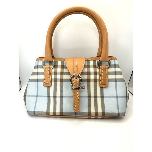 Rare Burberry Light Blue Nova Check Handle Bag Purse with COA - Picture 16 of 16